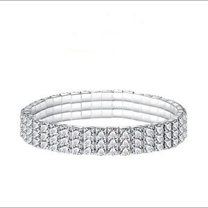 Silver Plated Crystal Stretch Women Bracelet